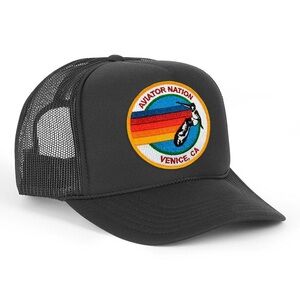 Aviator Nation black Trucker Hat with Rainbow Patch